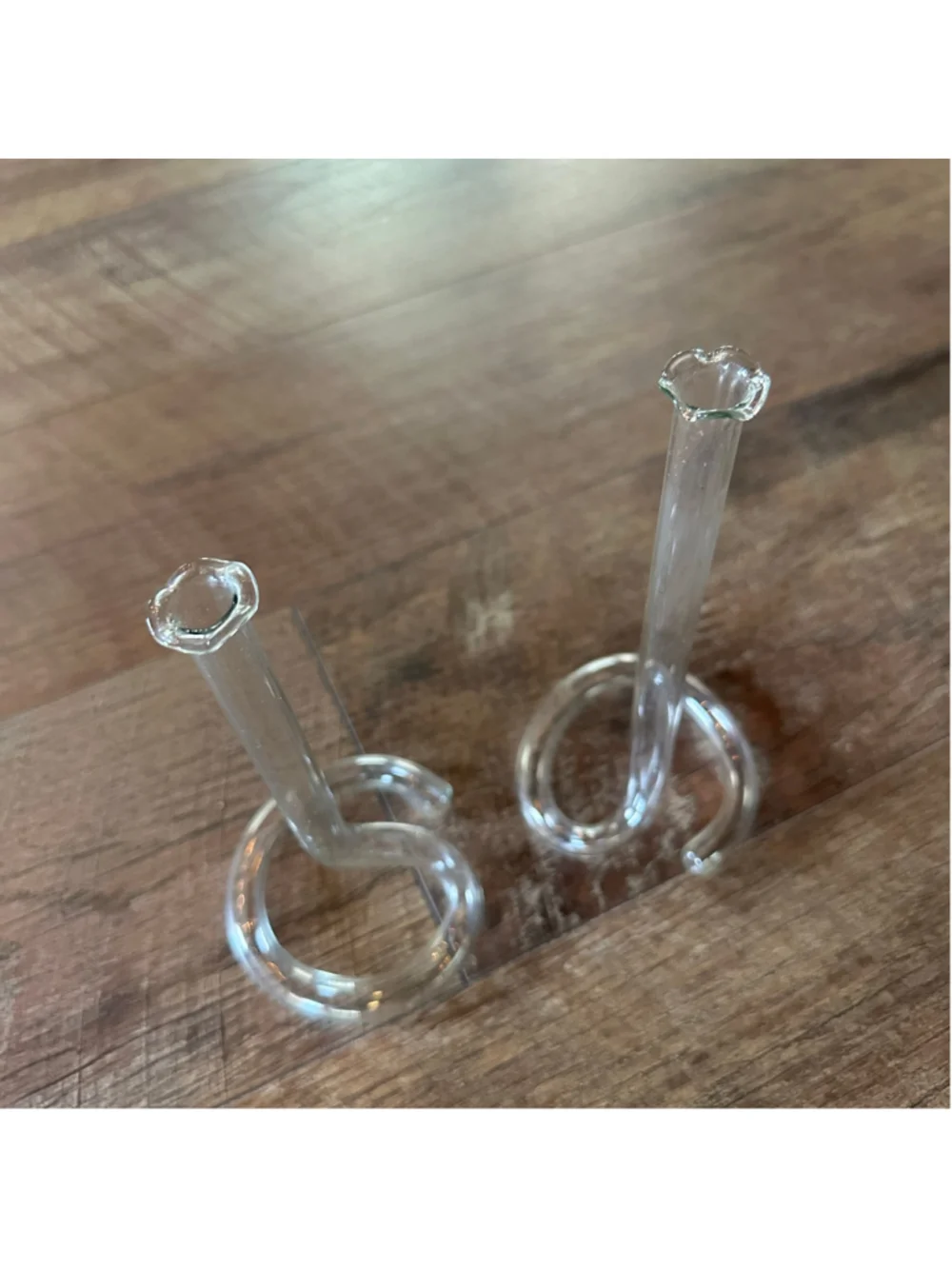Vintage Glass Test Tube Bud Vases Set of 2 Spiral Loop Scientific Floral Decor